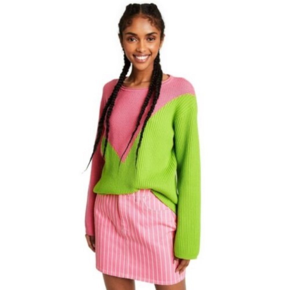 Victor Glemaud x Target Color-Block‎ Neon Sweater Size Small NWT